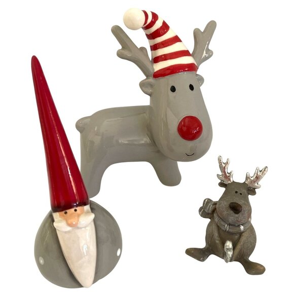 Europe Germany Christmas Market Holiday Ornament Décor Ceramic Santa Reindeer - Picture 6 of 16